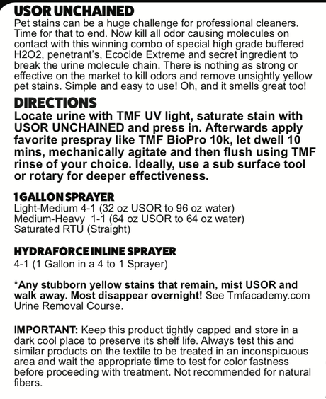 USOR UNCHAINED (Urine Stain & Odor Remover) With EcoCide TMF Store